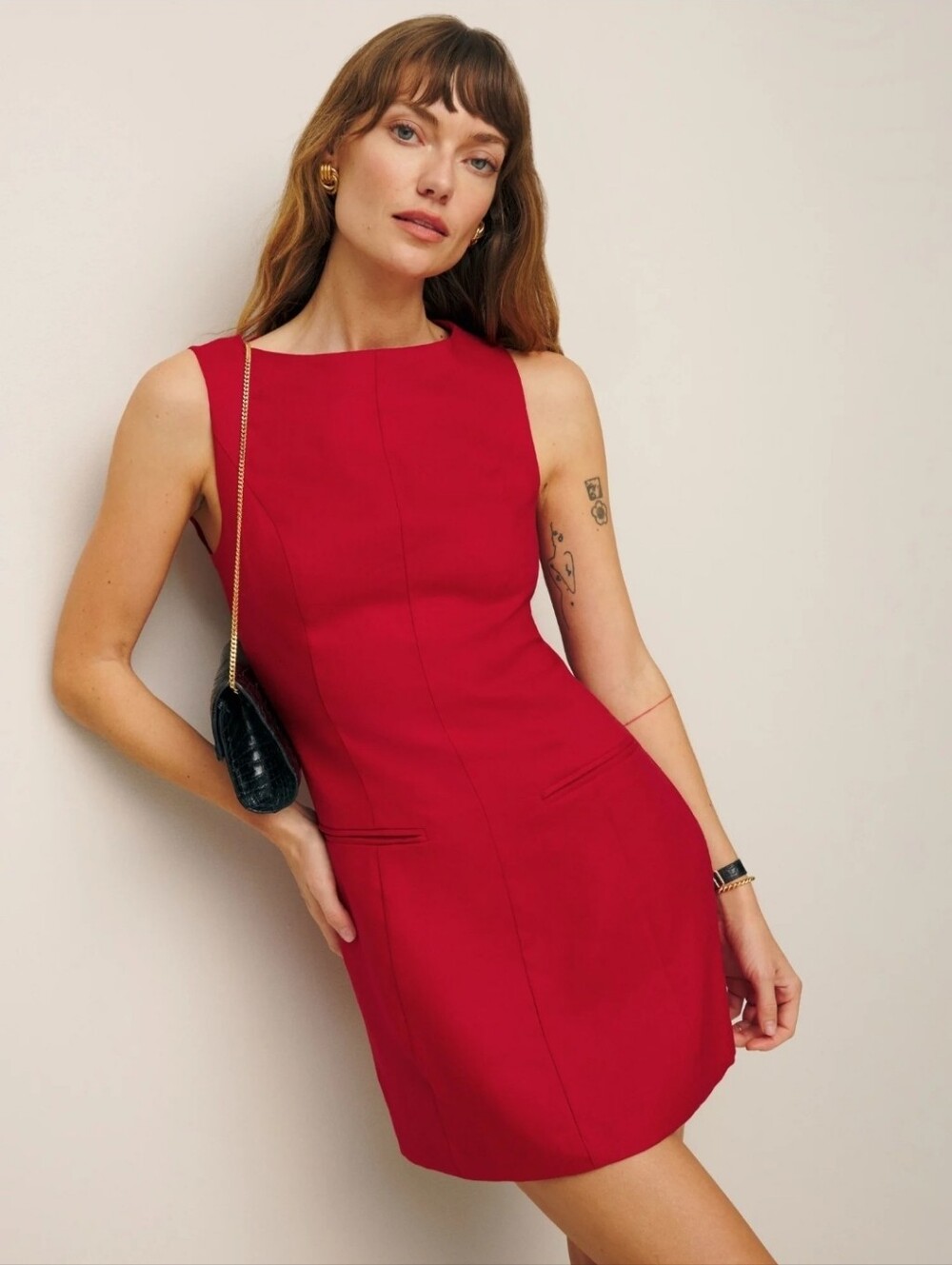 REFORMATION Citron Sleeveless Cherry Red Sheath Mini Linen Dress Sz 12 NEW